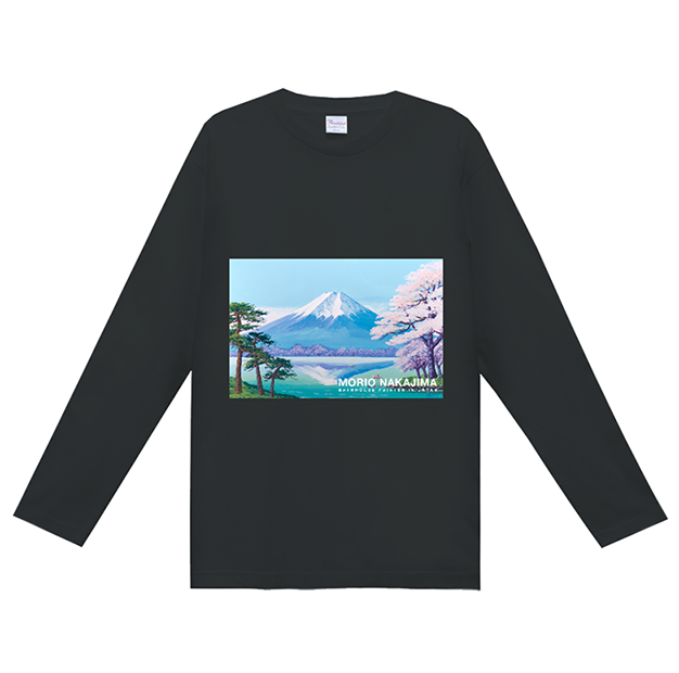 画像1: 33桜富士山長袖ティシャツ黒